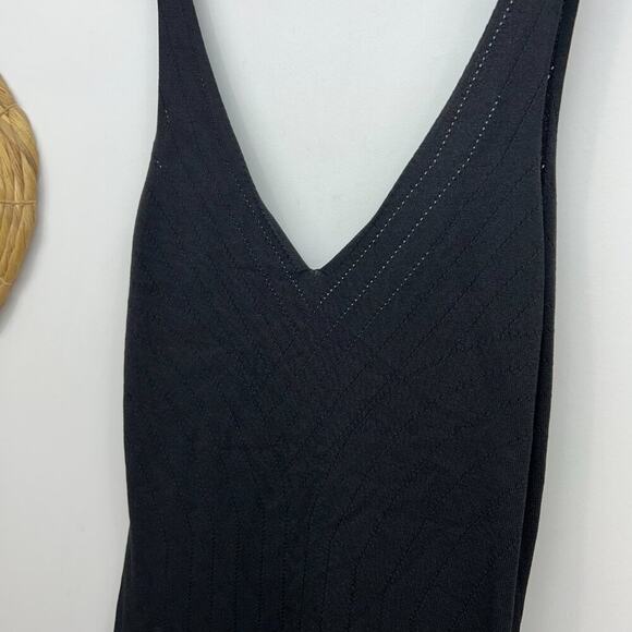 Finders Keepers Neutral Black Low Back Knit Stretch Sleeveless Midi Dress Medium - Picture 6 of 7